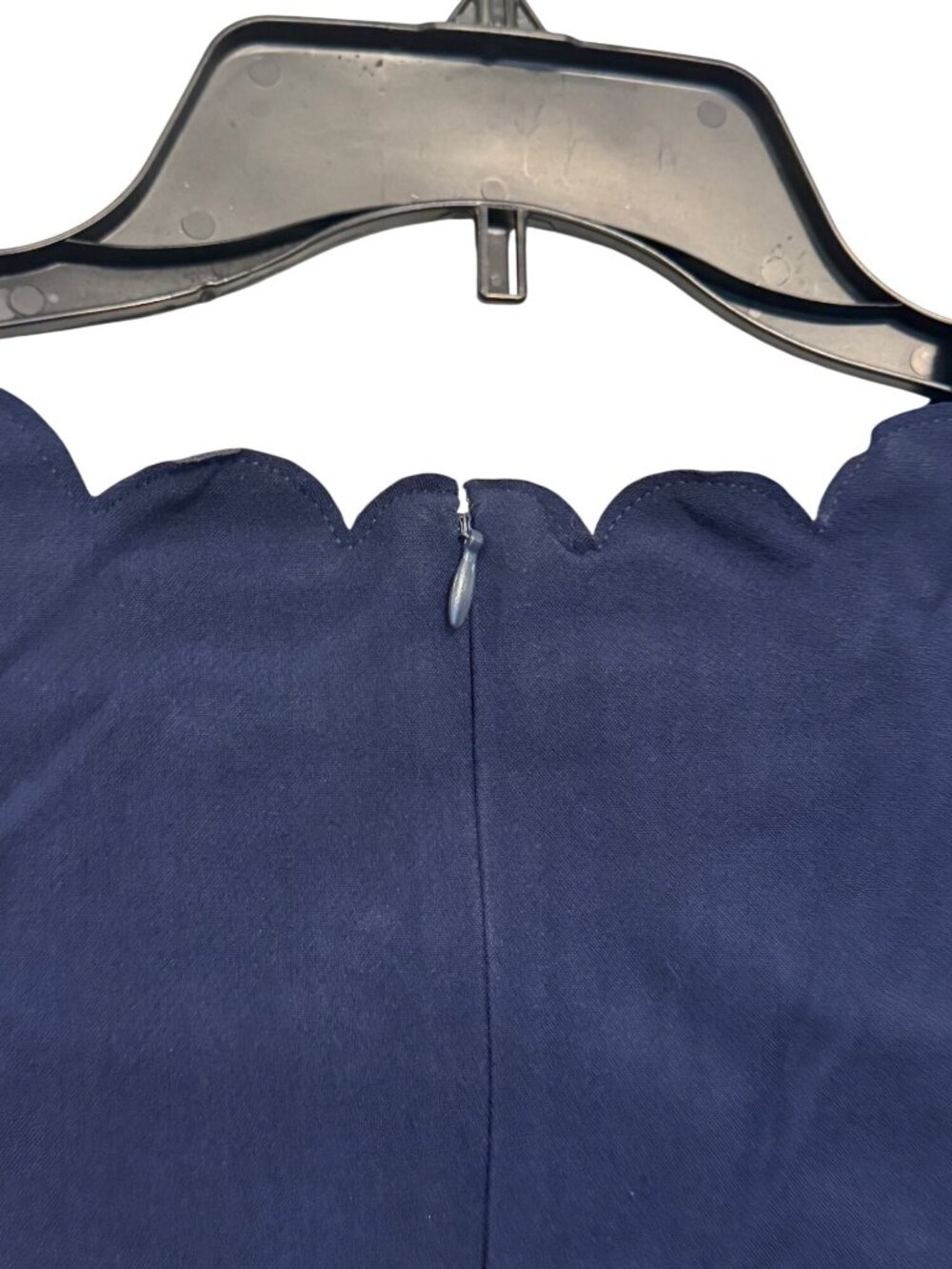 Maison Jules Navy Blue Scalloped Hem Short Sleeve Dress Size 6 - Picture 7 of 7